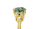 Yellow gold Fancy Green Round Cut Cut Diamond Cluster Ring with Solitaire Band and Four-Prong Setting_17
