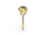 Yellow gold Fancy Green Round Cut Cut Diamond Halo Engagement Ring with Open Split Pavé Band_2