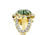 Yellow gold Fancy Green Round Cut Cut Diamond Halo Engagement Ring with Open Split Pavé Band_5