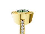 Yellow gold Fancy Green Round Cut-Cut Diamond Halo Engagement Ring with Pave Band and Prong Setting_5