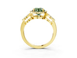 Yellow gold Fancy Green Round Cut Cut Halo Diamond Infinity Band with Four-Prong Setting_3