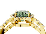 Yellow gold Fancy Green Round Cut Cut Halo Diamond Infinity Band with Four-Prong Setting_4