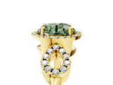 Yellow gold Fancy Green Round Cut Cut Halo Diamond Infinity Band with Four-Prong Setting_5