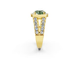 Yellow gold Fancy Green Round Cut Cut Halo Split Shank Prong Set Ring_2