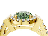 Yellow gold Fancy Green Round Cut Cut Halo Split Shank Prong Set Ring_4