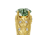 Yellow gold Fancy Green Round Cut Cut Milgrain Pave Diamond Engagement Ring with Four-Prong Setting_8