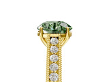 Yellow gold Fancy Green Round Cut Cut Pave Band Milgrain Solitaire Ring_16