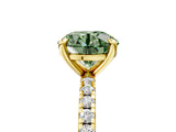 Yellow gold Fancy Green Round Cut Diamond Brilliant Solitaire Ring with Pavé Band and Four-Prong Setting_17