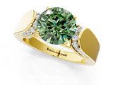 Yellow gold Fancy Green Round Cut Diamond Channel Set Solitaire Ring with Four-Prong Setting_13