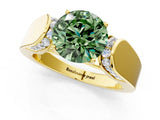 Yellow gold Fancy Green Round Cut Diamond Channel Set Solitaire Ring with Four-Prong Setting_37