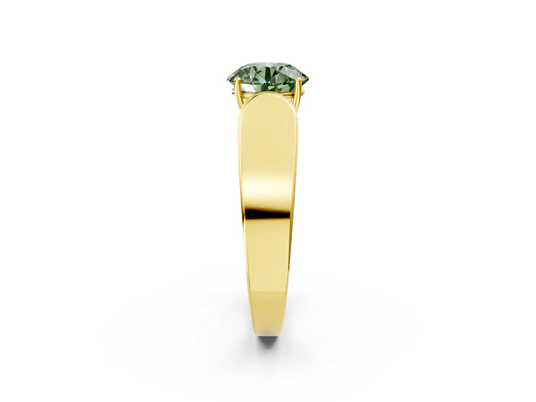 Yellow Gold Round Channel Set Engagement Ring Setting for Fancy Green Center with Wide Band