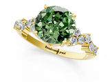 Yellow gold Fancy Green Round Cut Diamond Cluster Pavé Band with Four-Prong Setting_13