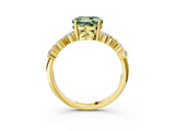 Yellow gold Fancy Green Round Cut Diamond Cluster Pavé Band with Four-Prong Setting_15