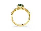 Yellow gold Fancy Green Round Cut Diamond Cluster Pavé Band with Four-Prong Setting_6