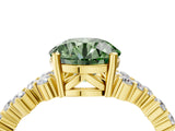 Yellow gold Fancy Green Round Cut Diamond Cluster Pavé Band with Four-Prong Setting_7