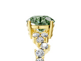 Yellow gold Fancy Green Round Cut Diamond Cluster Pavé Band with Four-Prong Setting_8