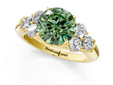 Yellow gold Fancy Green Round  Cut Diamond Cluster Ring with Round Accent Stones and Prong Setting on a Classic Band_53
