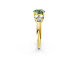 Yellow gold Fancy Green Round  Cut Diamond Cluster Ring with Round Accent Stones and Prong Setting on a Classic Band_54