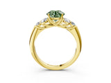 Yellow gold Fancy Green Round  Cut Diamond Cluster Ring with Round Accent Stones and Prong Setting on a Classic Band_55
