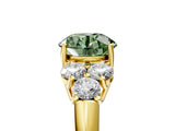 Yellow gold Fancy Green Round  Cut Diamond Cluster Ring with Round Accent Stones and Prong Setting on a Classic Band_57