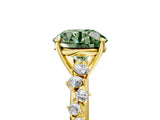 Yellow gold Fancy Green Round Cut Diamond Cluster Side Stone Solitaire Ring with Prong Setting_58