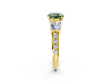 Yellow gold Fancy Green Round Cut Diamond Engagement Ring with Baguette Side Stones and Channel Set Band_22