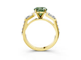 Yellow gold Fancy Green Round Cut Diamond Engagement Ring with Baguette Side Stones and Channel Set Band_23