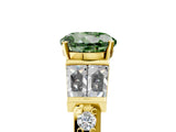 Yellow gold Fancy Green Round Cut Diamond Engagement Ring with Baguette Side Stones and Channel Set Band_25