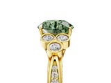 Yellow gold Fancy Green Round  Cut Diamond Engagement Ring with Bezel Set Round Side Stones and Prong Setting_54