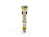 Yellow gold Fancy Green Round  Cut Diamond Engagement Ring with Pavé Band and Four-Prong Setting_5