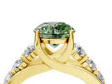 Yellow gold Fancy Green Round  Cut Diamond Engagement Ring with Pavé Band and Four-Prong Setting_7
