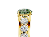 Yellow gold Fancy Green Round  Cut Diamond Engagement Ring with Pavé Band and Four-Prong Setting_8