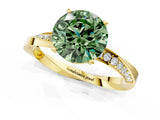 Yellow gold Fancy Green Round Cut Diamond Engagement Ring with Side Stone Accents and Four-Prong Setting_13