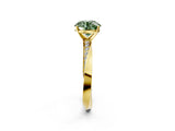 Yellow gold Fancy Green Round Cut Diamond Engagement Ring with Side Stone Accents and Four-Prong Setting_14
