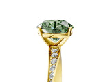 Yellow gold Fancy Green Round Cut Diamond Engagement Ring with Side Stone Accents and Four-Prong Setting_17