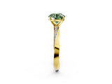 Yellow gold Fancy Green Round Cut Diamond Engagement Ring with Side Stone Accents and Four-Prong Setting_50