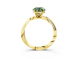 Yellow gold Fancy Green Round Cut Diamond Engagement Ring with Side Stone Accents and Four-Prong Setting_51