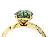 Yellow gold Fancy Green Round Cut Diamond Engagement Ring with Side Stone Accents and Four-Prong Setting_52