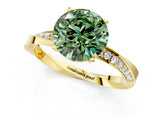Yellow gold Fancy Green Round Cut Diamond Engagement Ring with Side Stone Accents and Four-Prong Setting_73