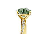 Yellow gold Fancy Green Round Cut Diamond Engagement Ring with Side Stone Accents and Four-Prong Setting_77