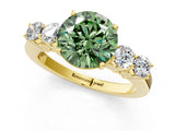 Yellow gold Fancy Green Round  Cut Diamond Five-Stone Prong Set White Gold Ring_33