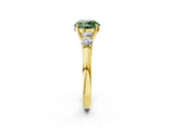 Yellow gold Fancy Green Round  Cut Diamond Five-Stone Prong Set White Gold Ring_34