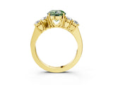 Yellow gold Fancy Green Round  Cut Diamond Five-Stone Prong Set White Gold Ring_35