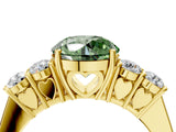 Yellow gold Fancy Green Round  Cut Diamond Five-Stone Prong Set White Gold Ring_36