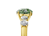 Yellow gold Fancy Green Round  Cut Diamond Five-Stone Prong Set White Gold Ring_37