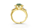 Yellow gold Fancy Green Round  Cut Diamond Floral Halo Engagement Ring with Shared Prong Setting 3