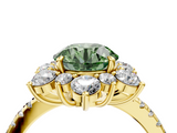 Yellow gold Fancy Green Round  Cut Diamond Floral Halo Pave Band with Prong Setting_41