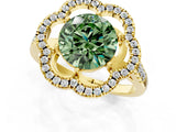Yellow gold Fancy Green Round Cut Diamond Floral Halo Split Shank Prong Setting Ring_1