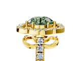Yellow gold Fancy Green Round Cut Diamond Floral Halo Split Shank Prong Setting Ring_5
