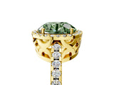 Yellow gold Fancy Green Round Cut Diamond Halo Engagement Ring with Pavé Band and Prong Setting_32